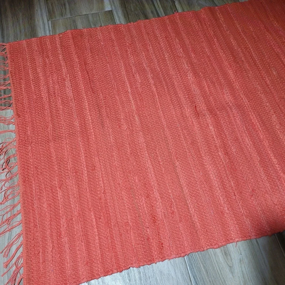 IKEA Orslev Rug 2x4 Coral Cotton Woven Tassel Throw‎ Area Rug New Tag READ